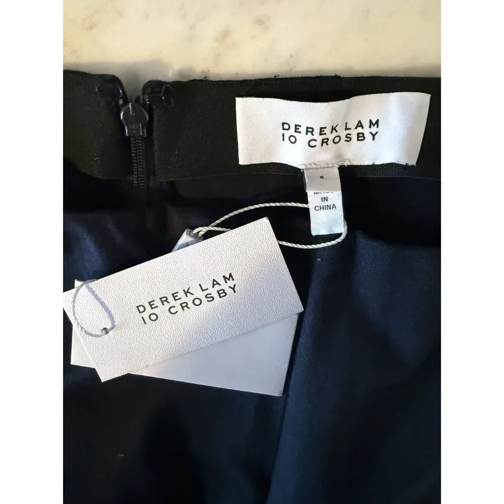NWT Derek Lam 10 Crosby Cropped Slim Fit Trousers Elasticized Blue Size 0 [jb]